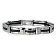 Titanium and Rubber Inlay Men's Link Bracelet 11mm Wide - 8.5 Inches