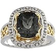 14K Two-Tone Gold Onyx and Diamond Ring