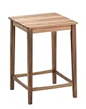 Square Counter Height Table Slat Design Top in Teak Oil Finish