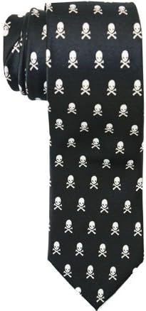 Outer Rebel Tiny White Skulls & Crossboneson Black Skinny Tie