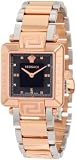Versace Women's 88Q80SD008 S089 Reve Carrè Rose-Gold Plated Black Mother-Of-Pearl Diamond Watch