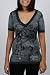 Affliction - Love Hunter Baby V-Neck Womens T-Shirt In Charcoal, Size: Small, Color: Charcoal