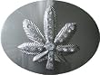 Mens Rhinestone Oval Marijuana Leaf Metal Belt Buckle