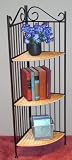 3-Tier Corner Metal and Wicker Shelf