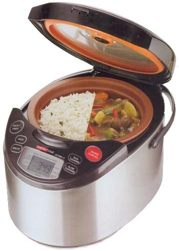 VitaClay VF7900-4 Chef Gourmet 8-Cup Rice and Slow Cooker Pro, Brushed Stainless