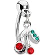Red Gem Cherry Dangle Eyebrow Ring