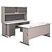 Bush Business Furniture Series A 72W Desks with Hutch and Mobile File Cabinets in Pewter and White Spectrum