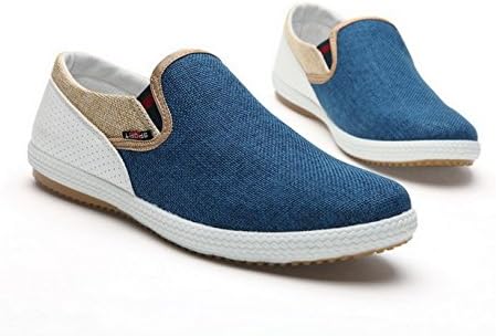 Man Leisure Shoes Men Fashion Sneakers Linen Woven (Blue, 8)