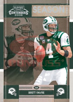 2008 Playoff Contenders Season Tickets Football Card # 67 Brett Favre - New York Jets - NFL Trading Card in Protective Display Case!