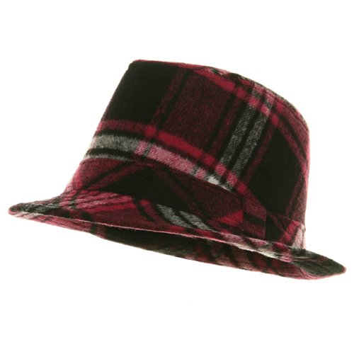 Plaid Felt Fedora Hat - Fuchsia W19S40F