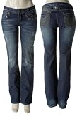 BISOU DEVE Embroidered Distressed Straight Leg Jeans