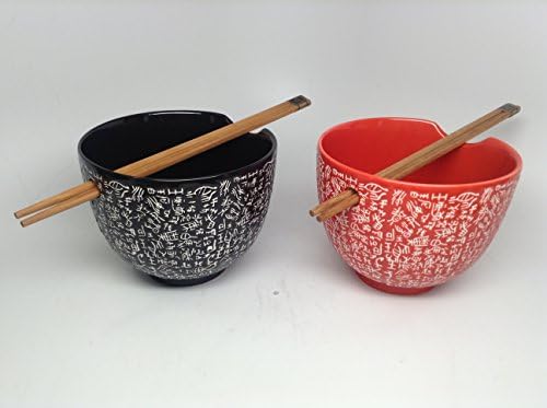2 Big Noodle Bowl Set with Chops Sticks (Runes)