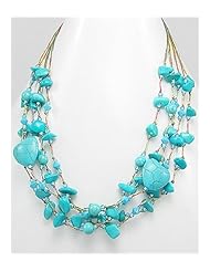 Japanese silk cord Turquoise Necklace In Brass