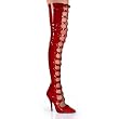 5 Inch Sexy High Heel Thigh High Boot Open Front With Wrapping Single Sole Boot Red Stretch Patent