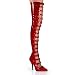 5 Inch Sexy High Heel Thigh High Boot Open Front With Wrapping Single Sole Boot Red Stretch Patent