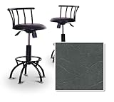 2 24"-29" Dark Grey Vinyl Seat Black Metal Adjustable Custom Barstools (Car ....