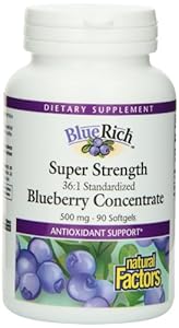 Natural Factors Bluerich Blueberry Concentrate, 500mg , 90 Softgels
