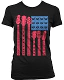 Red White And Blues Juniors Band T-shirt, Guitar Necks And Speakers American Flag Liquid Blue Design Juniors Shirt