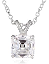 Sterling Silver Swarovski Zirconia 1.5 ct Asscher Solitaire Pendant