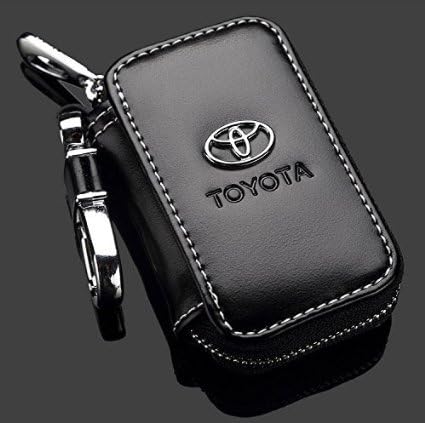 Wise Will Luxury Leather Car Key Chain Zipper Case Remote Wallet Bag, for Many Car (TOYOTA)