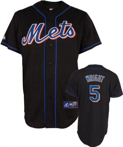 MLB Youth New York Mets David Wright Black Alternate Short Sleeve 6 Button Synthetic Replica Baseball Jersey Spring 2011  (Black, X-Large)