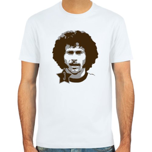T-Shirt Paul Breitner ::: Farbauswahl: skyblue, sand oder weiß ::: Größen: S-XL ::: Fußball-Kult