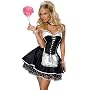 Sexy Womens Adult Costume Outfit Naughty Black French Maid Corset Dress Headpiece Polka Dot Slip