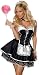 Sexy Womens Adult Costume Outfit Naughty Black French Maid Corset Dress Headpiece Polka Dot Slip