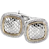 Sterling Silver and 14K Yellow Gold Diamond Cufflinks