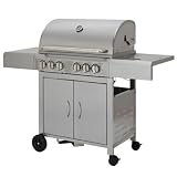 Profi Edelstahl Gasgrill 4 Brenner, Backburner u. Kochstelle
