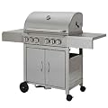 Profi Edelstahl Gasgrill 4 Brenner, Backburner u. Kochstelle
