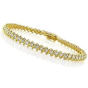 1 Ct. tw Diamond Tennis Bracelet in 10K Yellow Gold - 7"