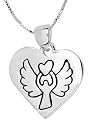 Sterling Silver "Believe" Reversible Heart with Angel Pendant, 18"