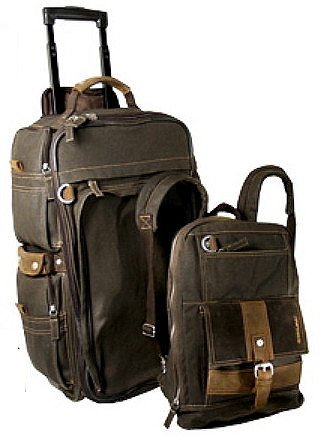 Rollenreisetasche Reisetrolley Reisetasche Trolley Sporttasche mit abnehmbaren Rucksack 542-Oilskin-Material: Leder-Canvas-Kombination wasserabweisend und Schmutz unempfindlich