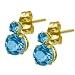 Jewelry : 14k Yellow Gold Round Blue Topaz Earrings