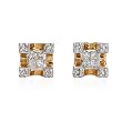 Earrings With Genuine Diamonds Crafted in 14K Yellow Gold Length 7mm
