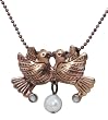 Tiger Mountain Handcrafted Copper Lovebirds Necklace with Pearl 18" Copper Chain