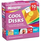 Memorex MF2HD 3.5' PC-Formatted High-Density Floppy Disks with File Box (Colors, 10-Pack)
