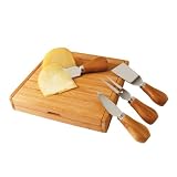True Fabrications Bamboo Cheese Board and Knife Set