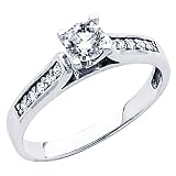 14K White Gold Round-cut Diamond Wedding Engagement Ring Band with Side Stones (0.49 CTW., G-H Color, SI1-2 Clarity)