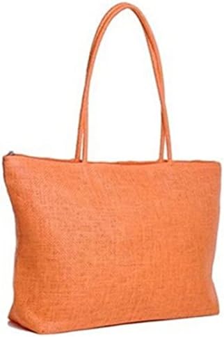 Oseast Summer Straw Weave Womens Beach Bag Woven Shoulder Tote Shopping Purse Orange