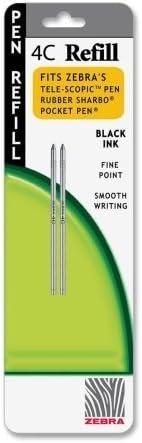 Wholesale CASE of 25 - Zebra Telescopic Model 0.7mm Ballpoint Pen Refill-Ballpoint Pen Refill, 0.7mm, 2/PK, Black by ZEB