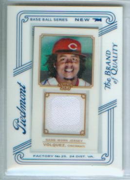 Edinson Volquez 2010 Topps 206 Piedmont Baseball Game Worn Jersey Card #TR-EV / Cincinnati Reds