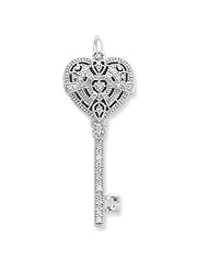 Genuine .925 Sterling Silver CZ Heart Key Locket. 100% Satisfaction Guaranteed.