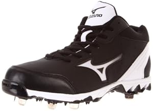 Mizuno Men's 9-Spike Vintage 7 Mid Switch Baseball Shoe,Black/White,8 M US