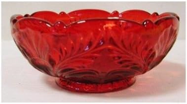 Individual Sized Ruby Red Glass Berry Bowl Inverted Thistle Pattern