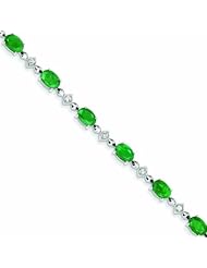Genuine 14K White Gold White Gold Diamond And Emerald Bracelet 7 Grams Of Gold 100% Satisfaction Guaranteed.