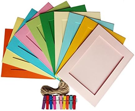 LOOTO Wall Deco DIY Paper Photo Frame - Fits 5"x 7" Pictures(Set of 10) (Assorted Colors)