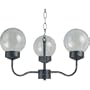 Royce Lighting RLCHB5207/3-61 Battery Operated LED Outdoor Convertible Chandelier with Crackle Glass Globes in Weathered Steel Finish