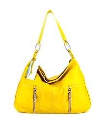 MODA ITALIA Italian Designer Yellow Leather Hobo Shoulder Bag Purse